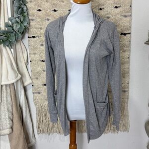 Chaser Heather Gray ribbed Knit hooded Cardigan with pockets size xs